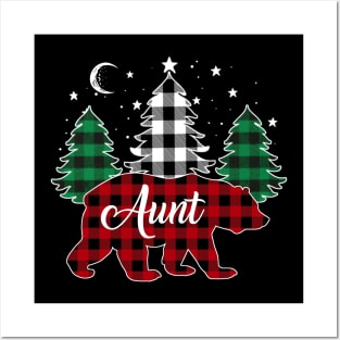 Aunt Bear Buffalo Red Plaid Matching Family Christmas Posters and Art